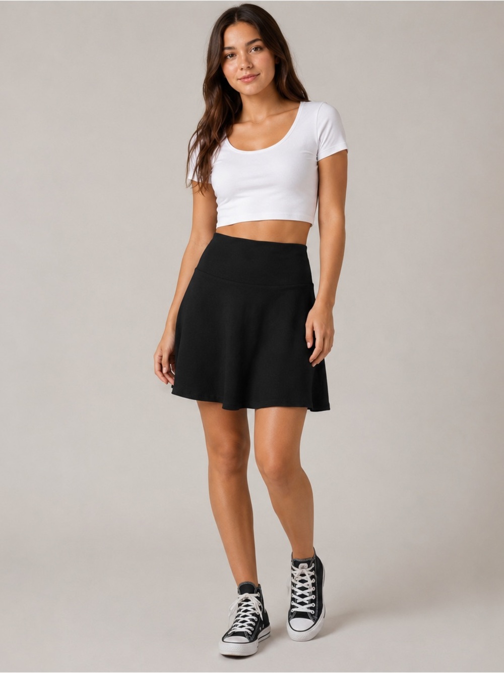 No Boundaries Black Skater Skirt Juniors L 11-13 Flare Stretch mini